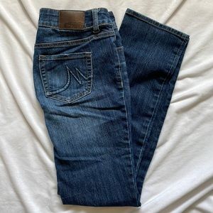 Maurices straight leg blue jeans lightly distressed denim pants